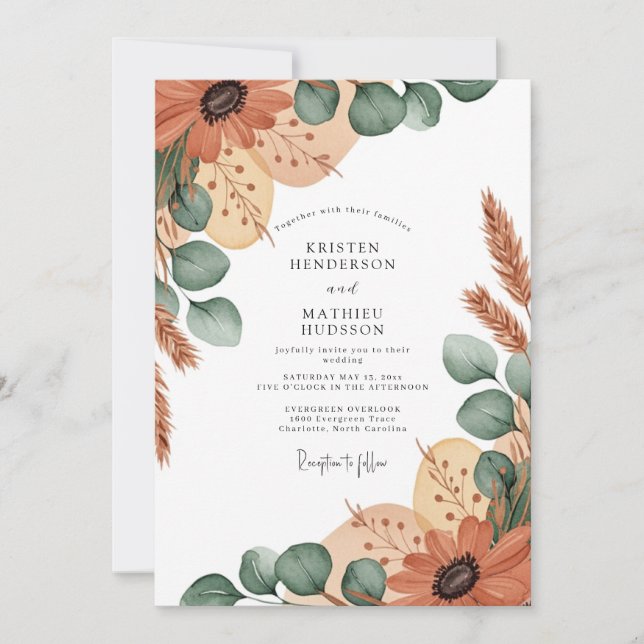 Invitación Terracotta Earthy Boho Wedding (Anverso)