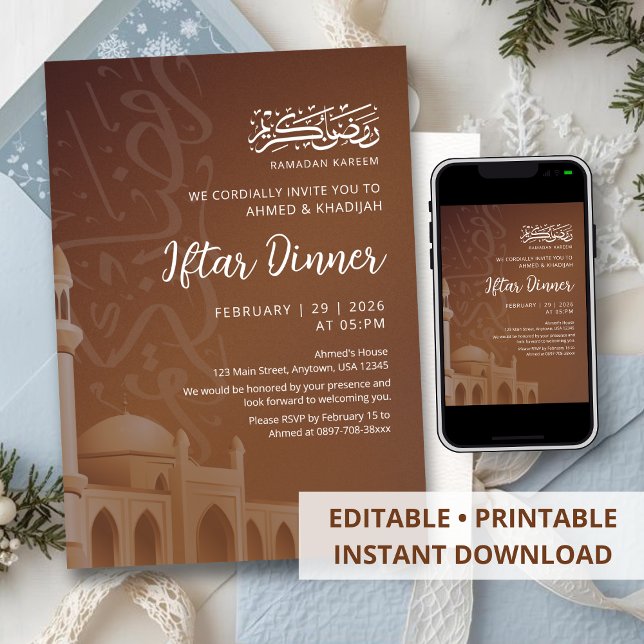 Invitación Terracotta Earthy Mosque Ramadan Iftar Invitation (Subido por el creador)