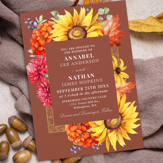 Invitación Terracotta Elegant Autumt Watercolor Floral (Subido por el creador)