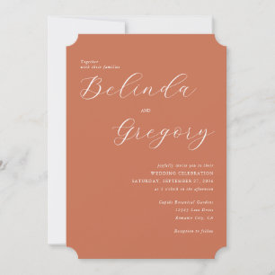 Invitación Terracotta Elegant Script Calligraphy Boda