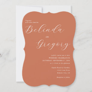 Invitación Terracotta Elegant Script Calligraphy Boda