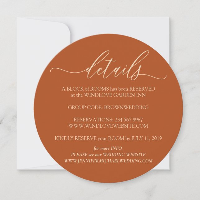 Invitación Terracotta Elegante Detalles del Boda Simple (Anverso)