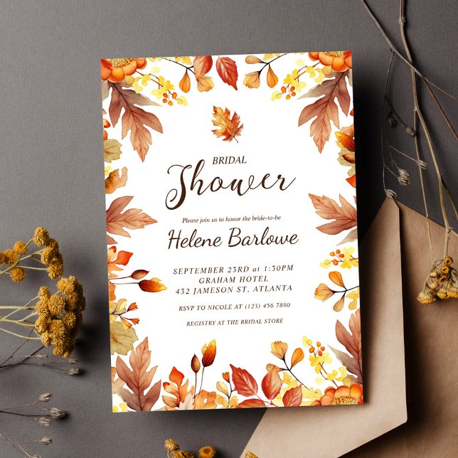 Invitación Terracotta Elegante Rustic Fall Bridal Shower (Terracotta Elegant Rustic Fall Bridal Shower Invitation)