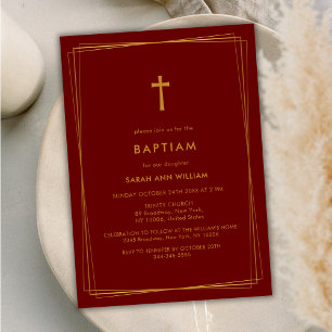 Invitación Terracotta Elegante Tipografía Oro Cruzar el Bauti