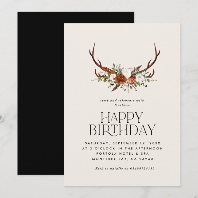 Invitación Terracotta estampado floral botánico moderno de es (Anverso / Reverso)