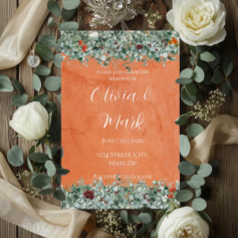 Invitación Terracotta Eucalyptus Burgundy Orange Floral