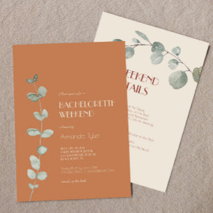 Invitación Terracotta Eucalyptus Deco Bachelorette Weekend