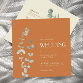 Invitación Terracotta Eucalyptus Deco Square All One Boda