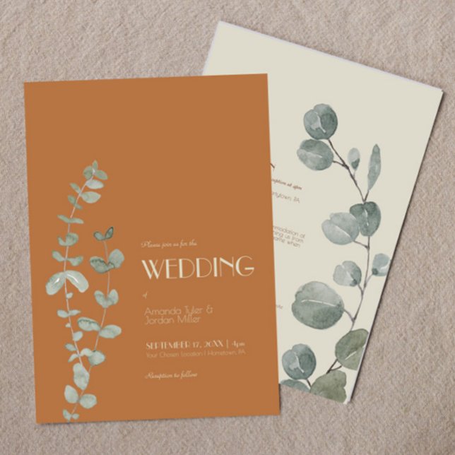 Invitación Terracotta Eucalyptus Deco Todo En Un Boda (Subido por el creador)