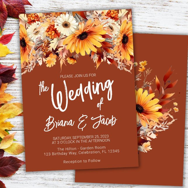 Invitación Terracotta Fall Boda Floral (Subido por el creador)