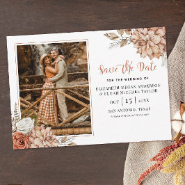 Invitación Terracotta Fall Boho Floral Photo Save the Date In
