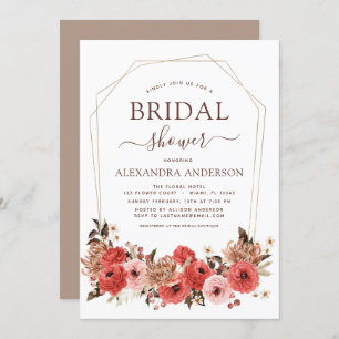 Invitación Terracotta Fall Bridal Shower Floral Otoño Invita