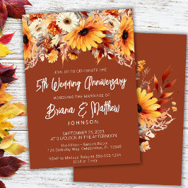 Invitación Terracotta Fall Floral 5º Aniversario Boda