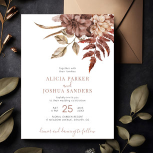Invitación Terracotta fall floral boho boda