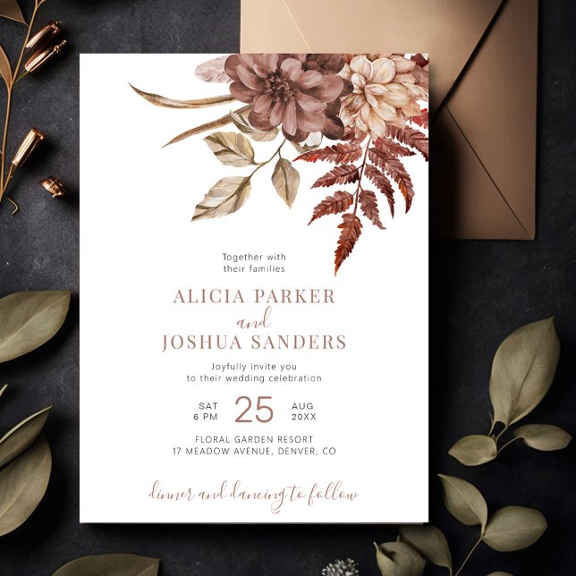 Invitación Terracotta fall floral boho boda (Subido por el creador)
