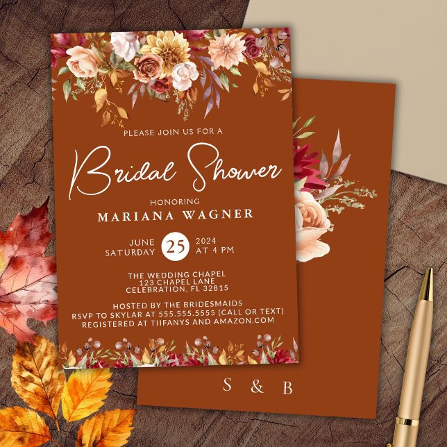 Invitación Terracotta Fall Floral Bridal Shower (Subido por el creador)