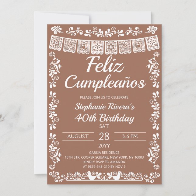 Invitación Terracotta Feliz Cumpleaños 40th Birthday  (Anverso)