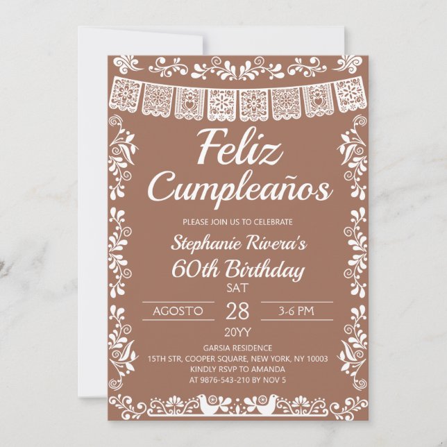 Invitación Terracotta Feliz Cumpleaños Cumpleaños 60 (Anverso)