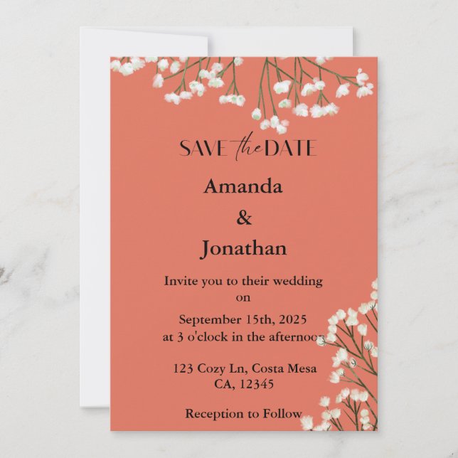 Invitación Terracotta Field Flowers Wedding Save the Date (Anverso)