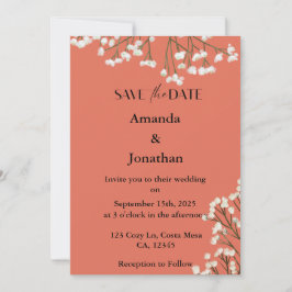 Invitación Terracotta Field Flowers Wedding Save the Date