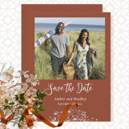 Invitación Terracotta Flor silvestre simple foto Boda de códi