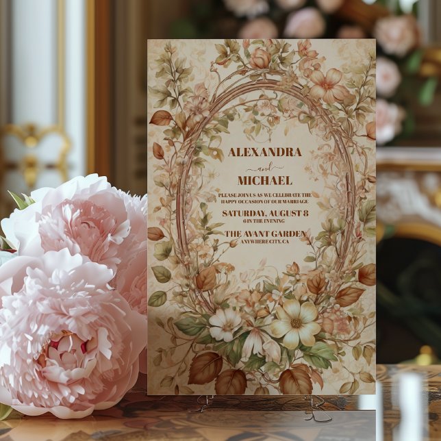 Invitación Terracotta Floral Art Nouveau Boda (Subido por el creador)