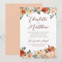 Terracotta Floral Autumn Pumpkin Boda