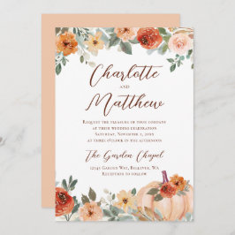 Invitación Terracotta Floral Autumn Pumpkin Boda