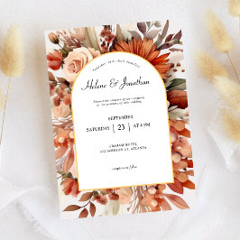 Invitación Terracotta Floral Boda Botánica Elegante