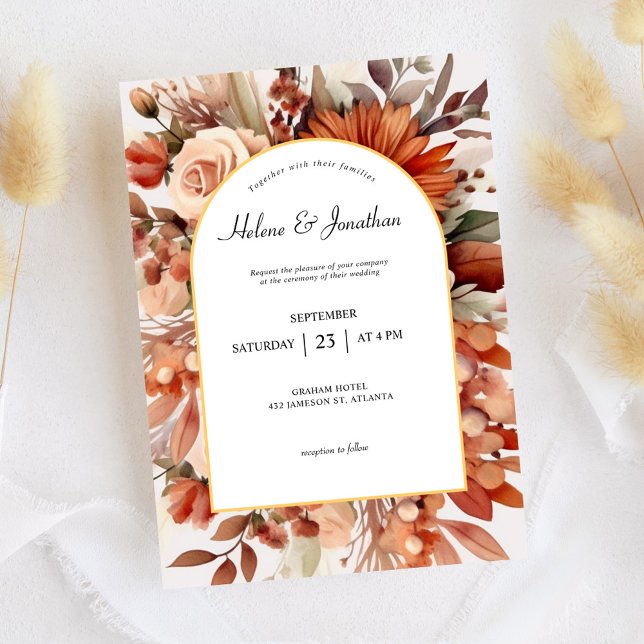 Invitación Terracotta Floral Boda Botánica Elegante (Subido por el creador)