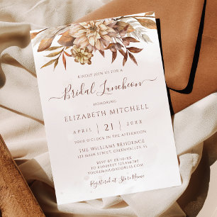 Invitación Terracotta Floral Boho Otoño Almuerzo Nupcial