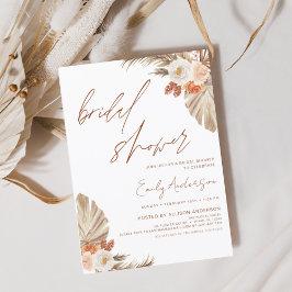 Invitación Terracotta Floral Boho Pampas Ducha de Novias Gras