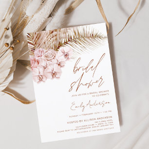 Invitación Terracotta Floral Boho Pampas Ducha de Novias Gras