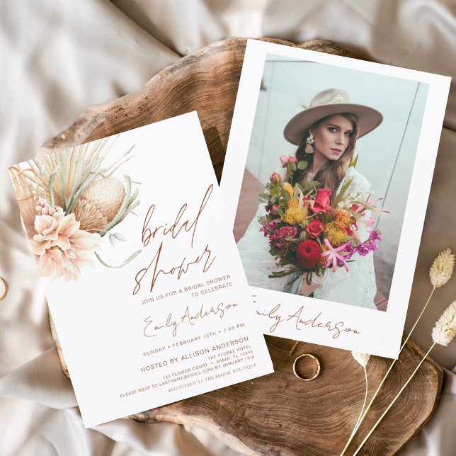 Invitación Terracotta Floral Boho Pampas Ducha de Novias Gras (Subido por el creador)