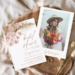 Invitación Terracotta Floral Boho Pampas Ducha de Novias Gras<br><div class="desc">Naranja quemado minimalista - Terracota - Coriander Elegante y moderna ducha de refrigerios con guión de gramaje de Boho Pampas con foto en otoño (otoño),  invierno,  primavera o verano invitaciones - incluye hermosa y elegante tipografía de escritura para la celebración especial de la Novia a ser preBoda.</div>