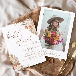 Invitación Terracotta Floral Boho Pampas Ducha de Novias Gras