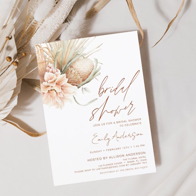 Invitación Terracotta Floral Boho Pampas Ducha de Novias Gras (Subido por el creador)