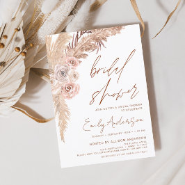 Invitación Terracotta Floral Boho Pampas Ducha de Novias Gras