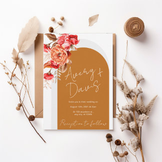 Invitación Terracotta Floral Boho Wedding Invite
