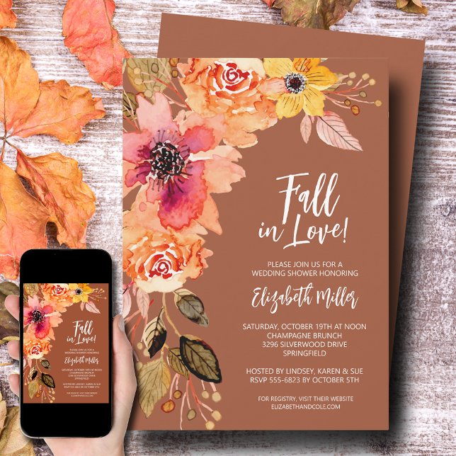 Invitación Terracotta Floral Bridal Shower (PRINTED, INSTANT DOWNLOAD or BOTH!)