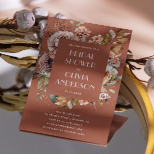 Invitación Terracotta Floral Bridal Shower Boho cae en Rusi