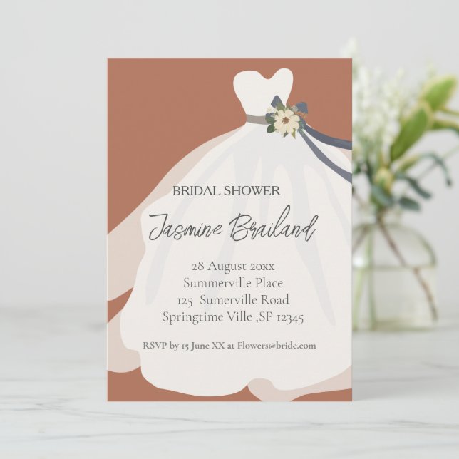 Invitación Terracotta Floral Bride Ducha de Novias   (Anverso de pie)