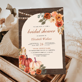 Invitación Terracotta Floral Calabaza Barn Madera Ducha de no