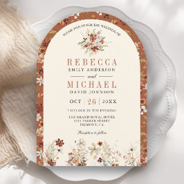 Invitación Terracotta Floral Crema de flores silvestres Boda