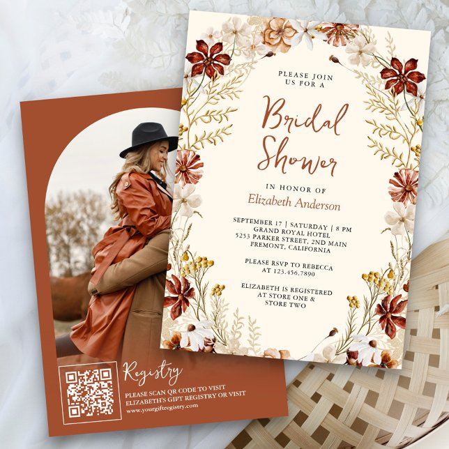 Invitación Terracotta Floral Crema de flores silvestres ducha (Subido por el creador)