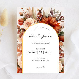 Invitación Terracotta Floral Elegante Boda Botánico