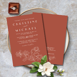 Invitación Terracotta Floral Elegante Boda formal