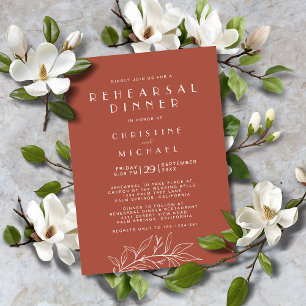 Invitación Terracotta Floral Elegante Boda formal ensayo