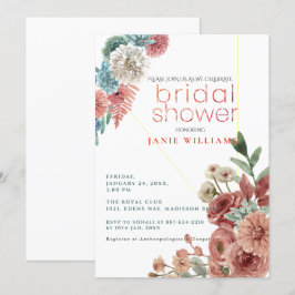 Invitación Terracotta Floral Elegante Ducha Bridal
