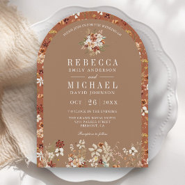 Invitación Terracotta Floral Flor silvestre Beige Arch Boda